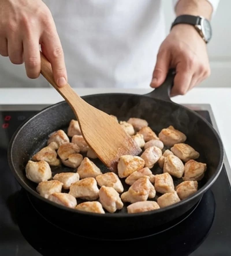 Обжарьте курицу