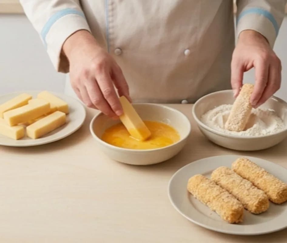 Double-bread the cheese