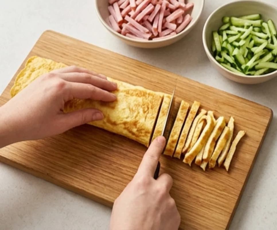 Slice the omelet