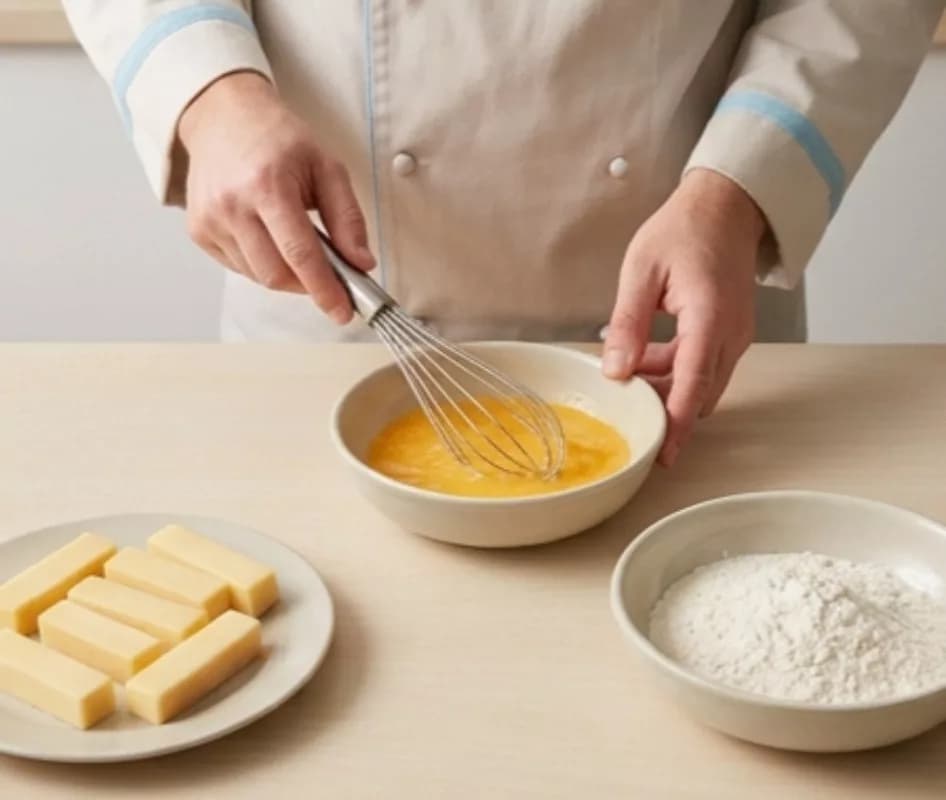 Prepare the egg and flour