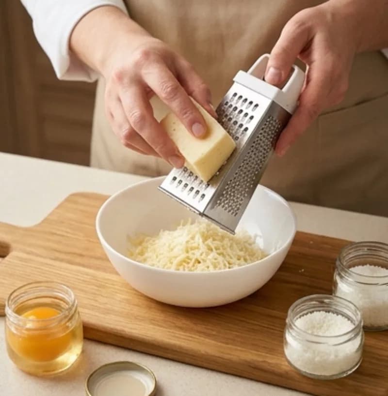Grate the Adyghe cheese