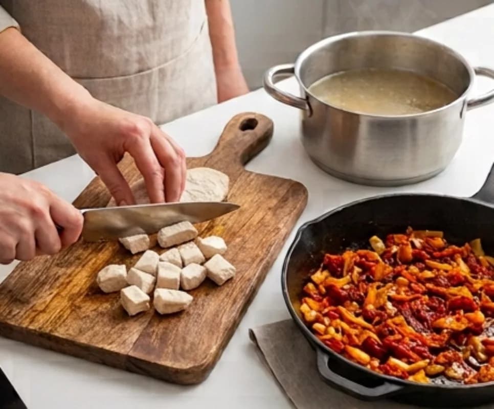 Извлечение и обжарка курицы