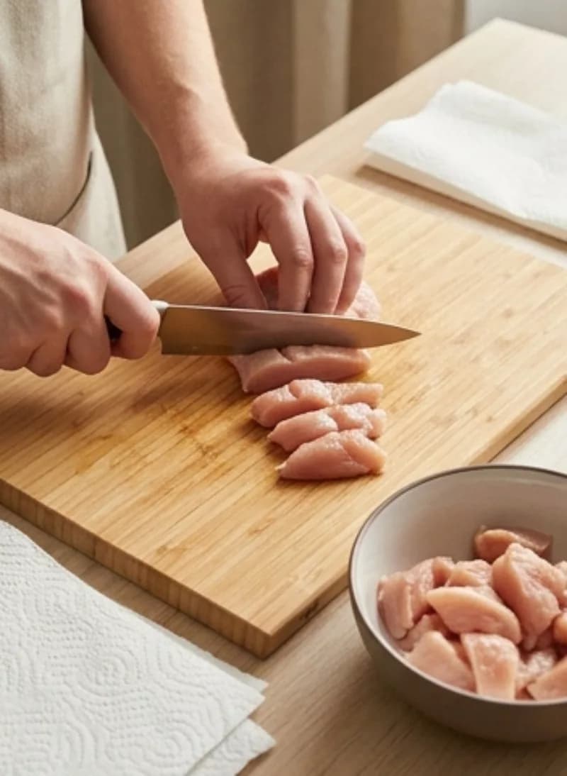 Нарежьте куриное филе