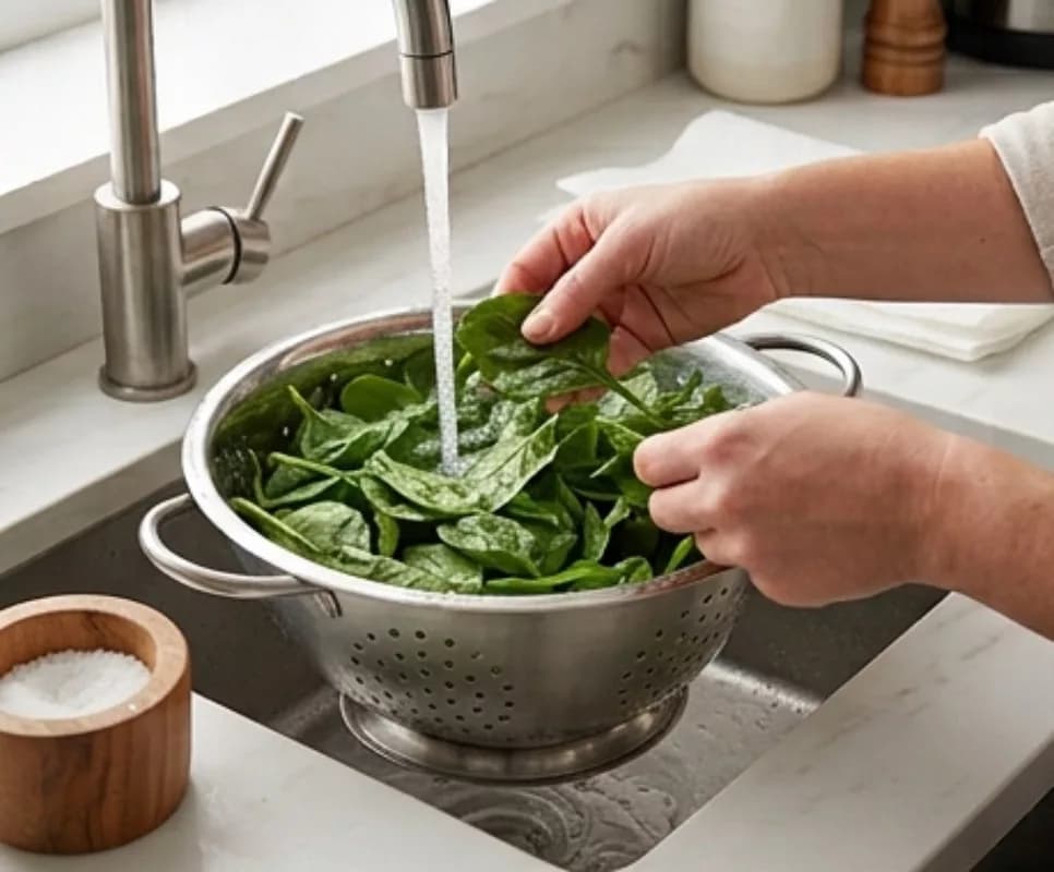 Wash and prepare the spinach