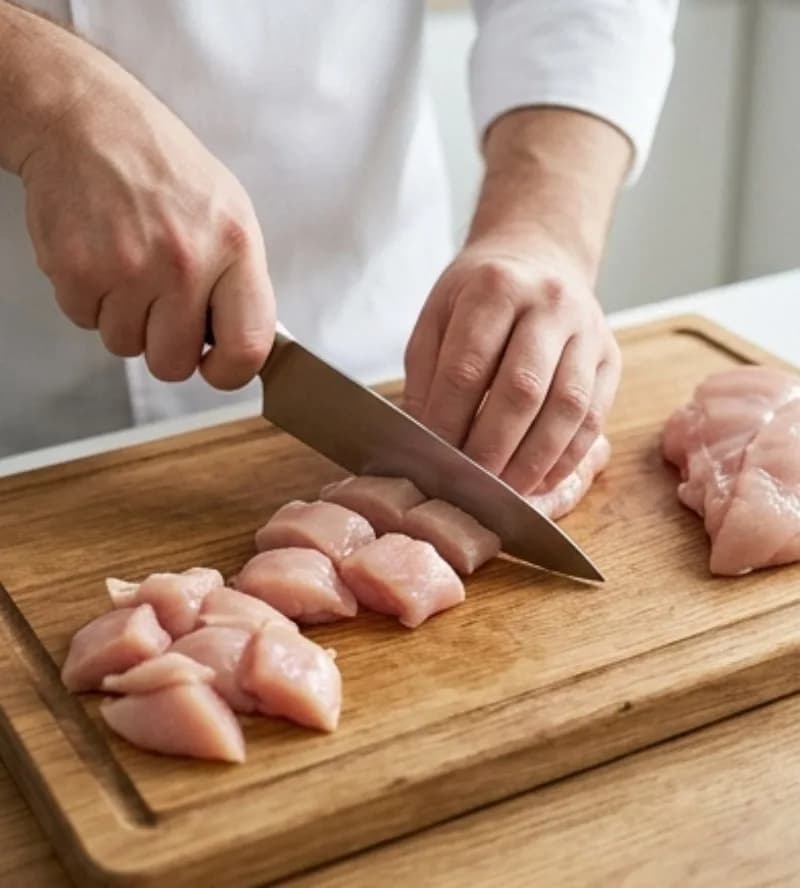 Нарежьте курицу