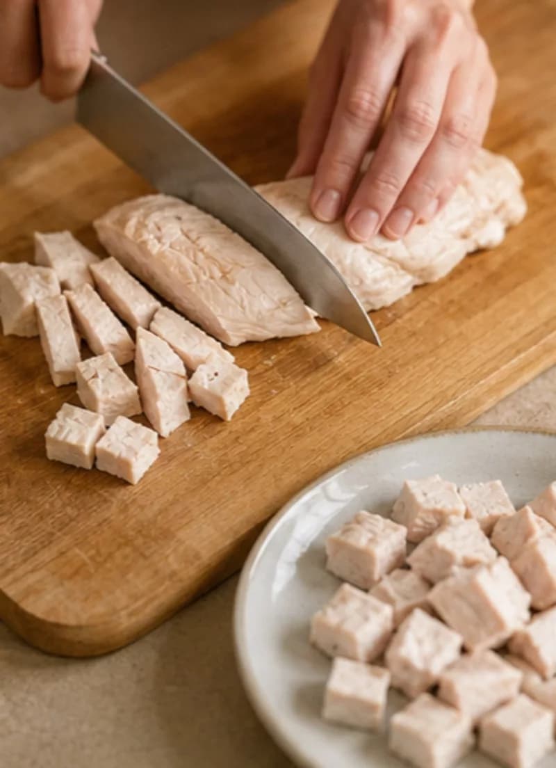 Остудите и нарежьте мясо