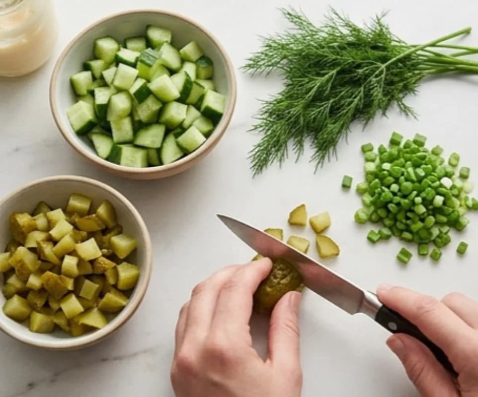 Prepare Cucumbers and Herbs