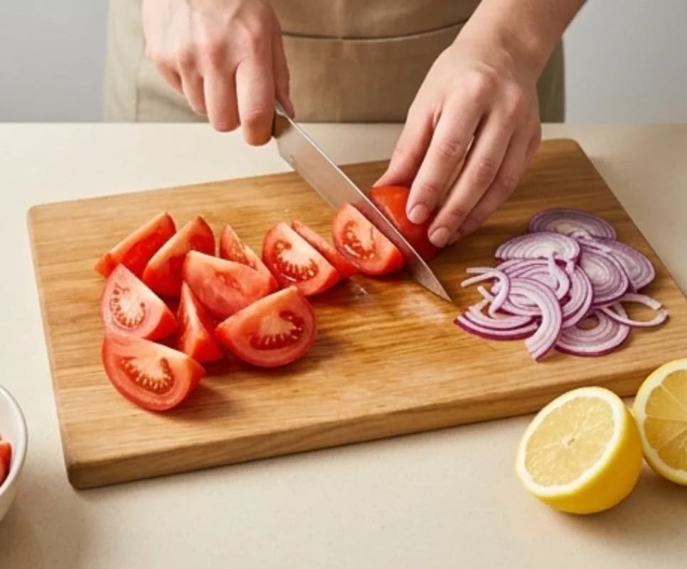 Chop Tomatoes and Onion