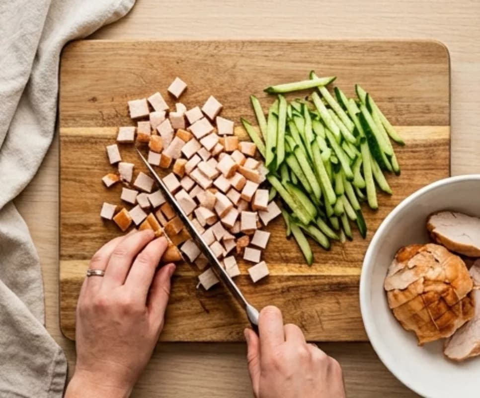 Chop Chicken and Cucumber