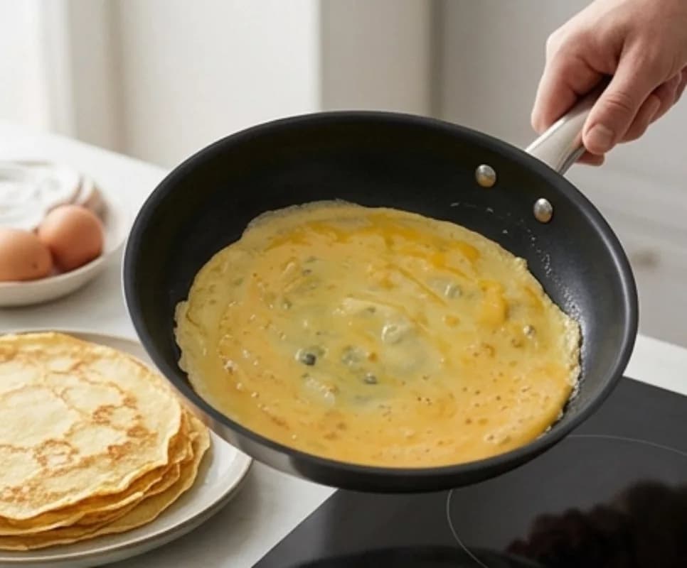 Beat the eggs for crepes
