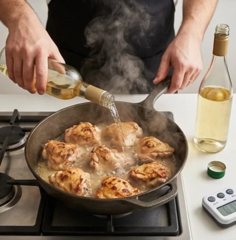 Deglaze with wine