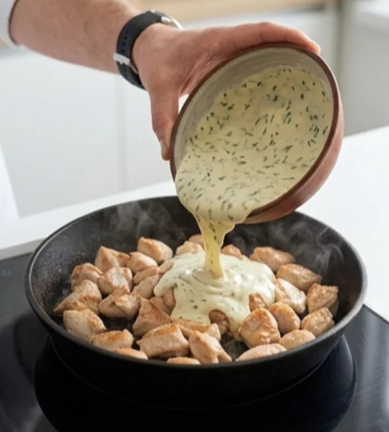 Соедините курицу с соусом
