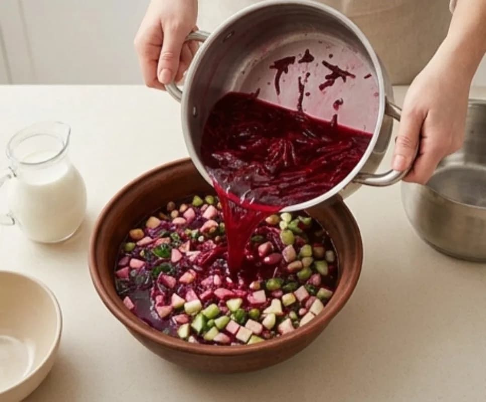 Pour over the broth