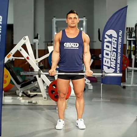 Сгибание рук на бицепс со штангой, с отведением локтей назад