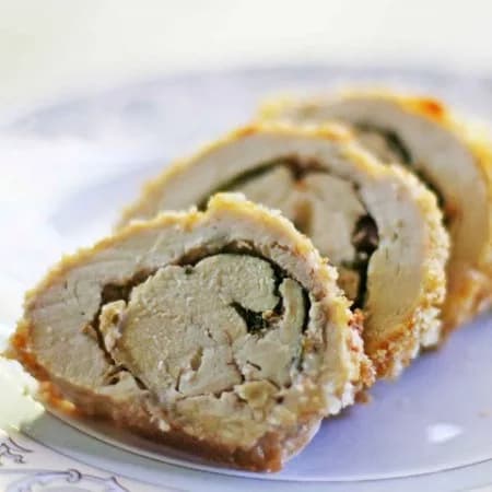 Chicken roll with cheese and mustard