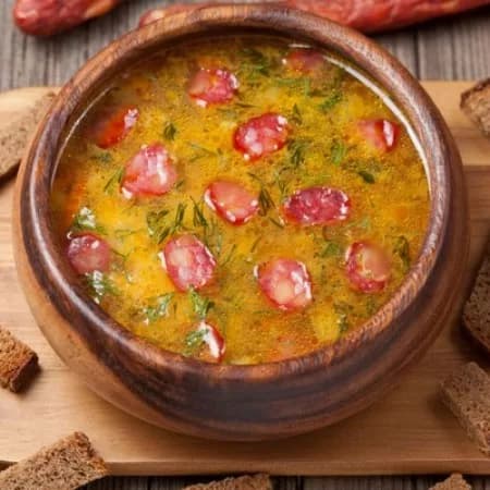Суп с баварскими колбасками