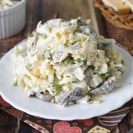 Салат с куриными сердцами