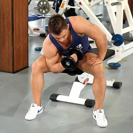 Концентрированные сгибания на бицепс сидя