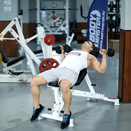 Жим гантелей лежа на скамье с положительным наклоном