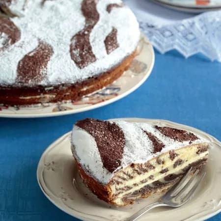 Торт "творожная зебра"