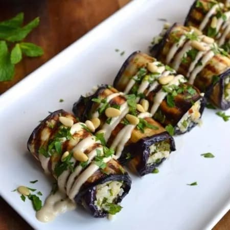 Eggplant rolls with cheese filling