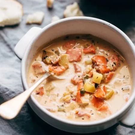 Сырный суп с морепродуктами