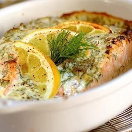 Семга под лимонным соусом