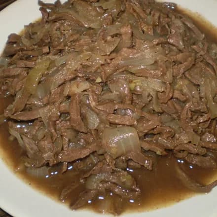 Говяжье сердце с луком