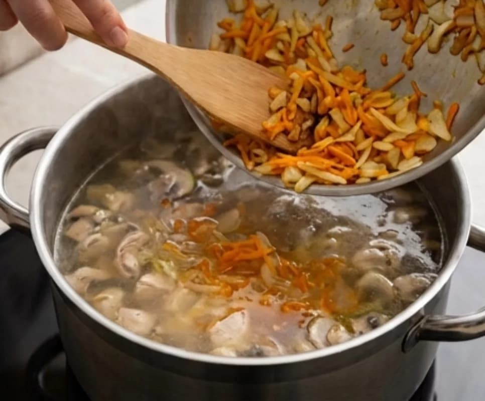 Add the sauté to the soup