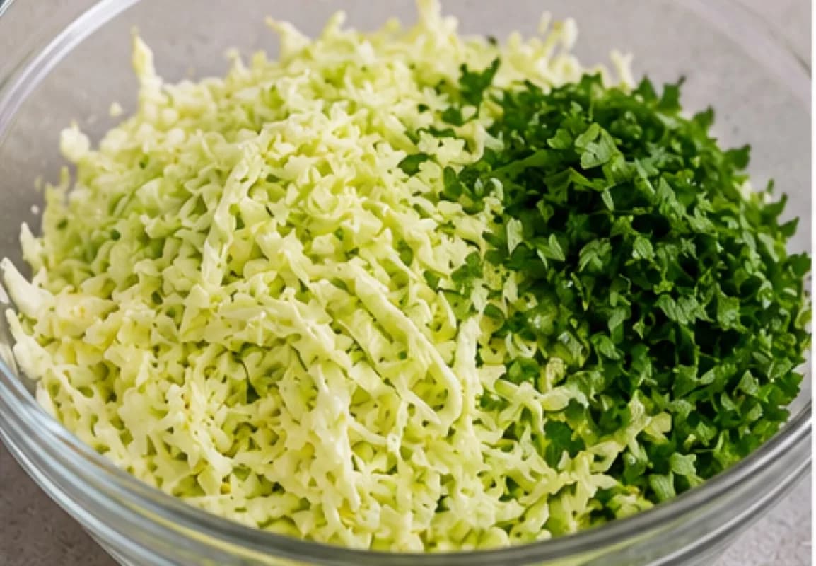 Slice Cabbage and Herbs