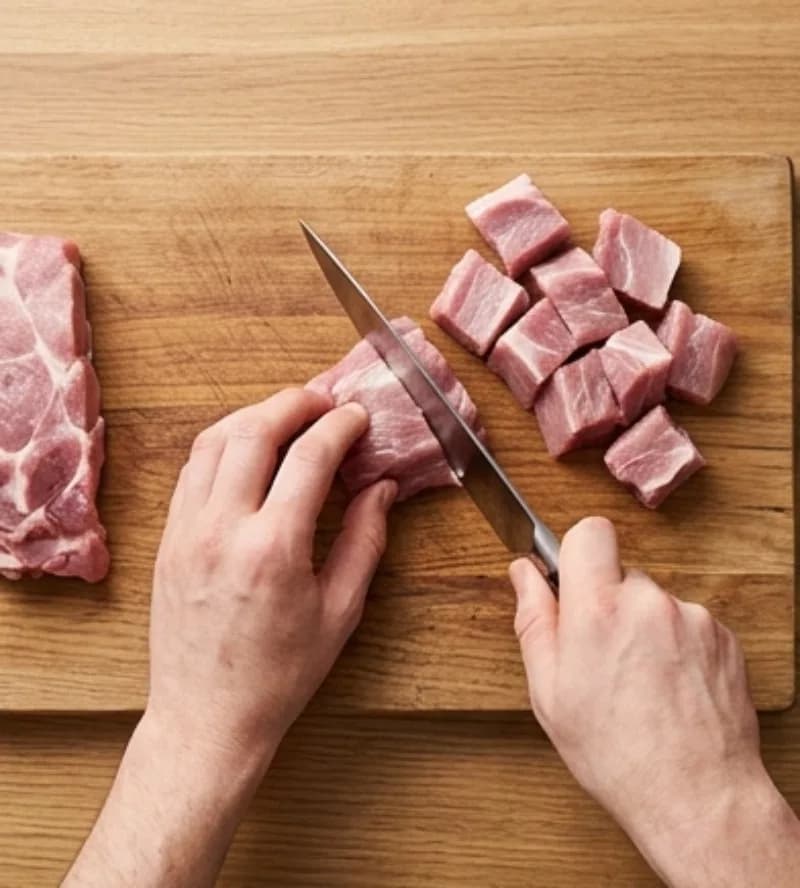 Cut the pork