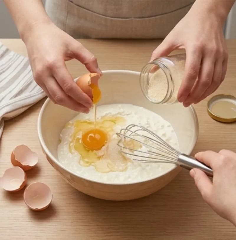 Add Eggs and Sweetener