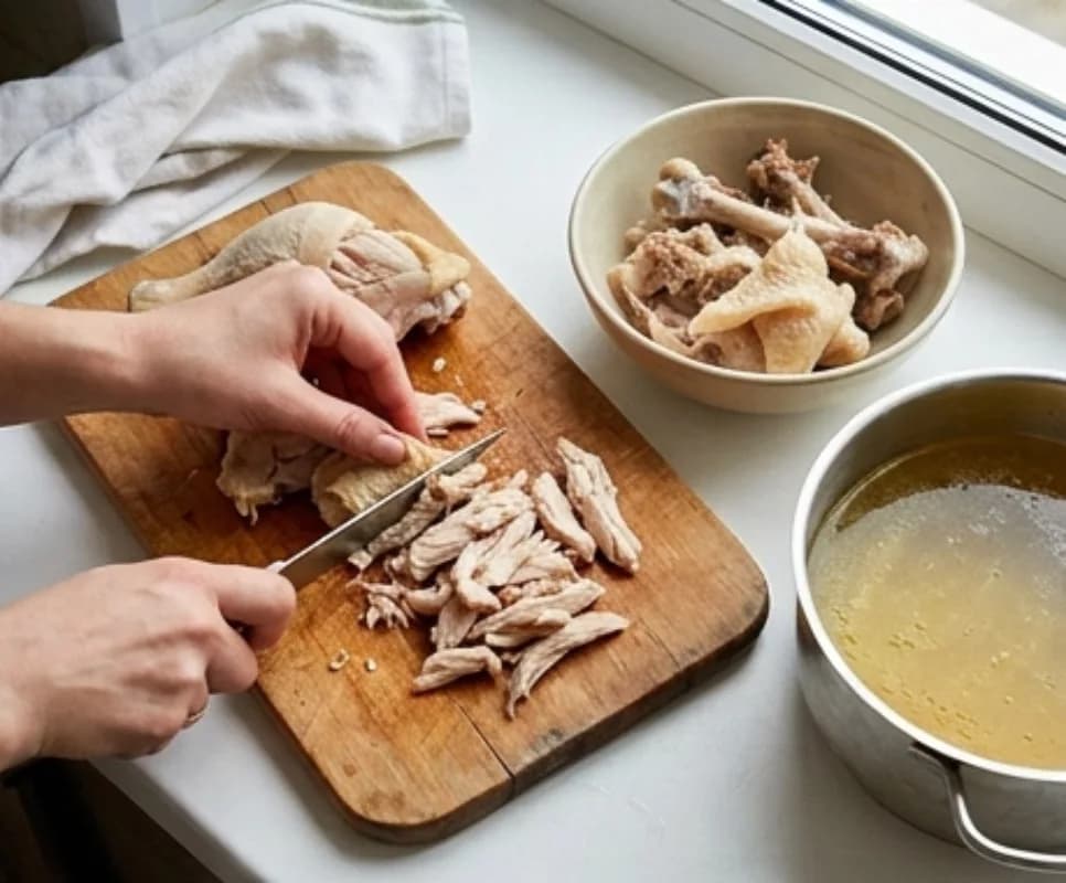 Shred the Meat and Strain the Broth