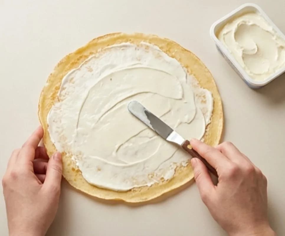 Spread Cream Cheese on Pancakes