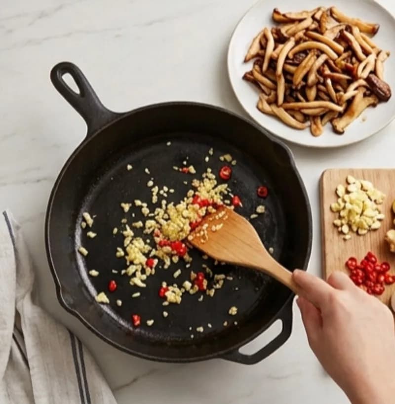 Add squid and fry together