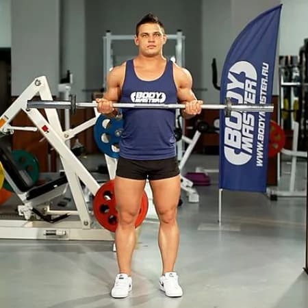 Сгибание рук на бицепс со штангой, с отведением локтей назад