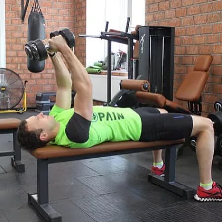 Французский жим лежа с гантелями