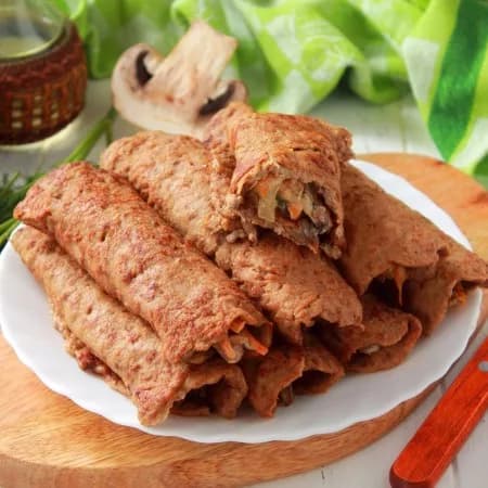 Блинчики с печеночным паштетом с грибами