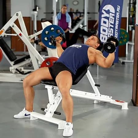 Сведение гантелей на скамье с положительным наклоном