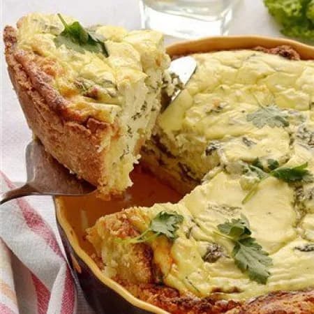 Сырная запеканка с мясом и шпинатом