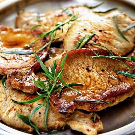 Pork escalope marinated in soy sauce