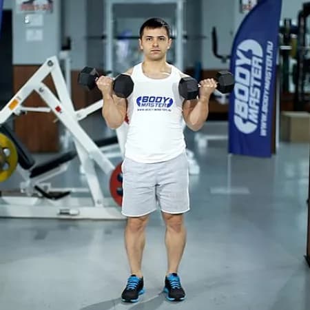 Подъем гантелей на бицепс стоя