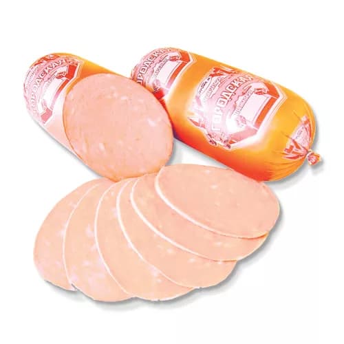 Boiled sausage with bacon